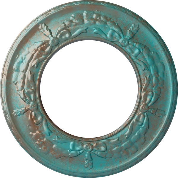 Ekena Millwork Salem Ceiling Medallion (Canopies up to 7 1/8"), 13 1/4"OD x 7 1/8"ID x 7/8"P, Copper Green Patina CM13SACGS - main